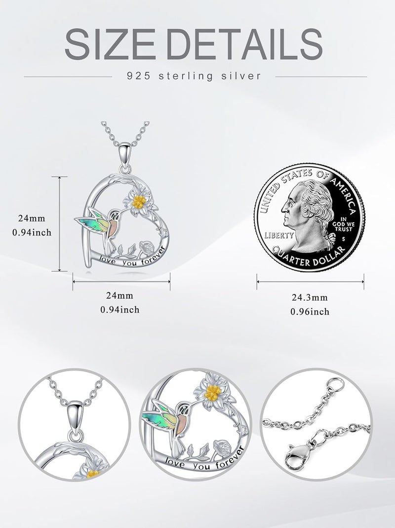 Cargari Store Dragonfly/Butterfly/Elephant/Hummingbird/Axolotl/Horse/Panda/Bee necklace for Women 925 Sterling Silver Heart Pendant Necklace Animal Jewelry Gifts for Women - Image 5
